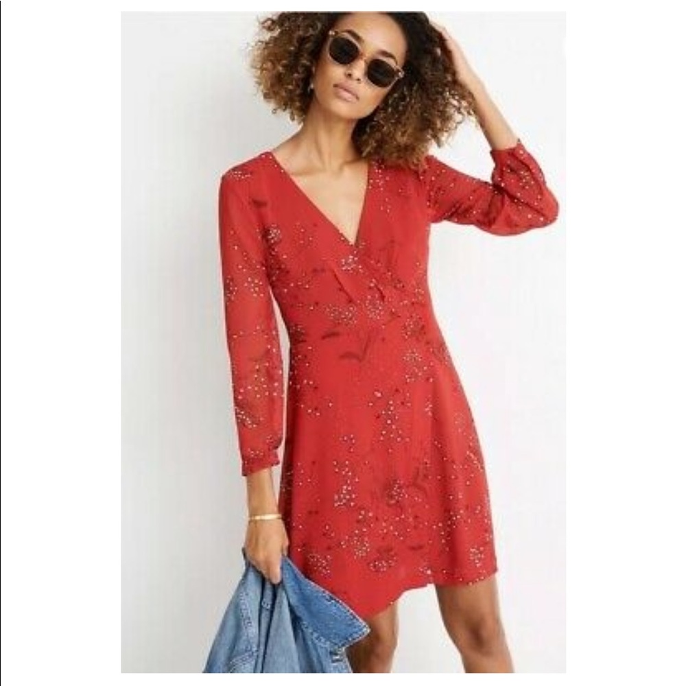 Madewell Hazelwood red wrap front dress, 10